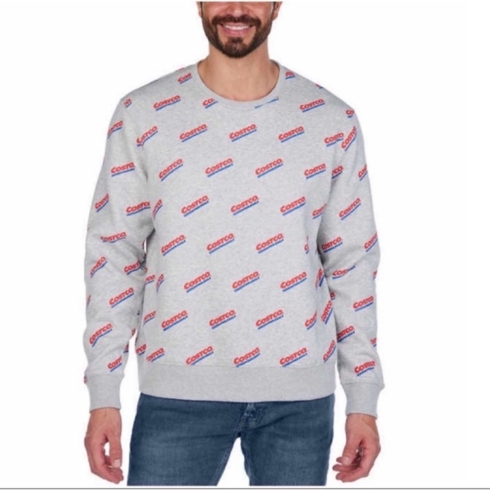 NWT Kirkland Signature MEN Costco Wholesale Logo Fleece Crewneck GRAY XXXL - Picture 1 of 6